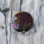 Badge Rond 10 Cm Lion et petits (En situation)