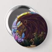 Badge Rond 10 Cm Lion et petits (Devant & derrière)