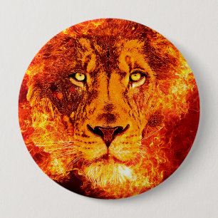 Badge Rond 10 Cm Lion flamboyant grand