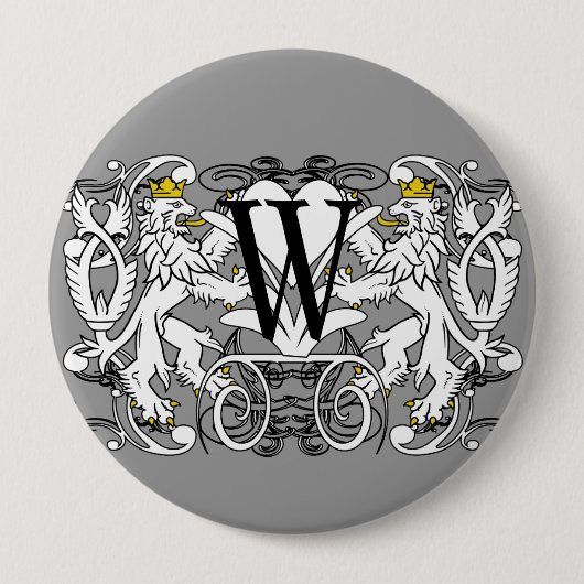 Badge Rond 10 Cm Lion Rampant Renaissance Mariage (Devant)