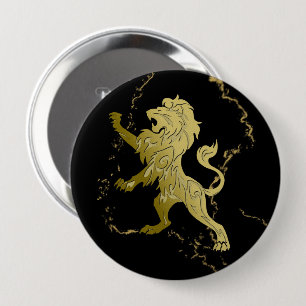 Badge Rond 10 Cm Lion Royal Doré