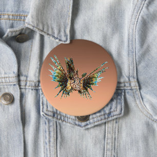 Badge Rond 10 Cm Lionfish - Conception Abstraite - Découpé d'une ph