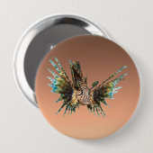Badge Rond 10 Cm Lionfish - Conception Abstraite - Découpé d'une ph (Devant & derrière)