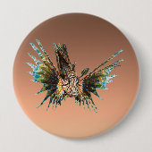 Badge Rond 10 Cm Lionfish - Conception Abstraite - Découpé d'une ph (Devant)