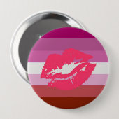 BADGE ROND 10 CM LIPSTICK LESBIAN FIDE FLAG STRIPES DESIGN - 2014 (Devant & derrière)
