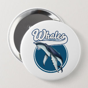 Badge Rond 10 Cm Logo de dessin animé de baleine