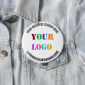 Badge Rond 10 Cm Logo d'entreprise personnalisé Nom du média social (En situation)