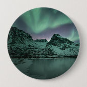 Badge Rond 10 Cm Lumières du nord vertes (Devant)