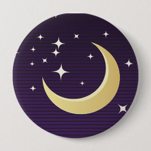 Badge Rond 10 Cm Lune étoilée