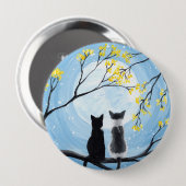 Badge Rond 10 Cm Lune lunaire avec peinture de chats (Devant & derrière)