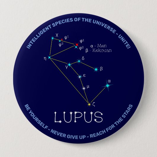 Badge Rond 10 Cm Lupus de constellation de l'hémisphère sud (Devant)