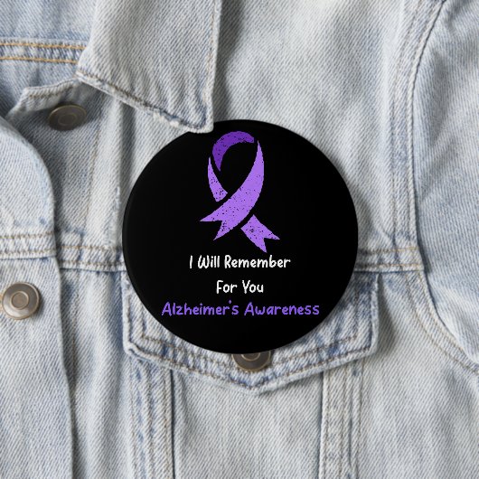 Badge Rond 10 Cm Lutte contre le Ruban d'Alzheimer Sensibilisation  (En situation)