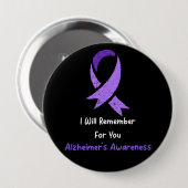Badge Rond 10 Cm Lutte contre le Ruban d'Alzheimer Sensibilisation  (Devant & derrière)