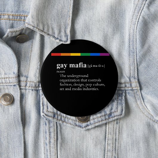 BADGE ROND 10 CM MAFIA GAIE (En situation)