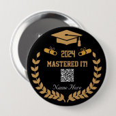 Badge Rond 10 Cm Mal ! Graduation QR personnalisée 2024 (Devant & derrière)