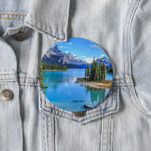 Badge Rond 10 Cm Maligne Lake, Alberta, Canada (En situation)