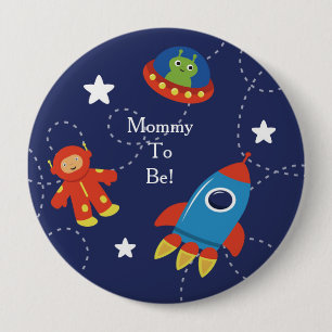 Badge Rond 10 Cm Maman personnalisée parespace étranger bleu à