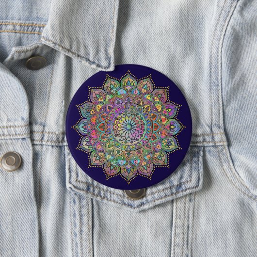 Badge Rond 10 Cm Mandala Inde Style 1 (En situation)