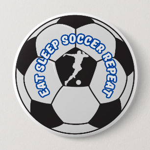 Badge Rond 10 Cm manger dormir football répéter
