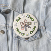 Badge Rond 10 Cm Mangez le Pin de répétition de chute de sommeil (En situation)