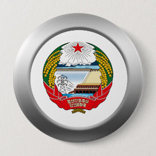 Badge Rond 10 Cm Manteau de la Corée du Nord des bras
