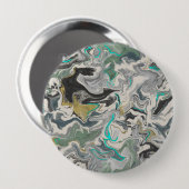 Badge Rond 10 Cm Marbrure de pierre avec veines de turquoise 4" Ron (Devant & derrière)