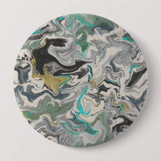 Badge Rond 10 Cm Marbrure de pierre avec veines de turquoise 4" Ron