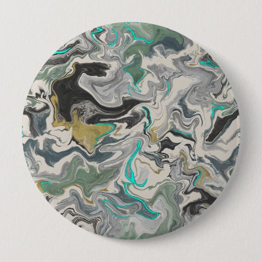 Badge Rond 10 Cm Marbrure de pierre avec veines de turquoise 4" Ron (Devant)