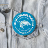 Badge Rond 10 Cm Marco Island (tortue de mer) (En situation)