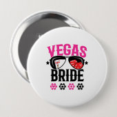 Badge Rond 10 Cm Mariage à Vegas - Mariée - Enterrement de vie de j (Devant & derrière)