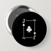 Badge Rond 10 Cm Matching Jack Clubs Suit Playing Cards Modern (Devant & derrière)