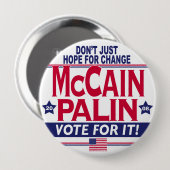 Badge Rond 10 Cm McCain Palin 2008 (Devant & derrière)