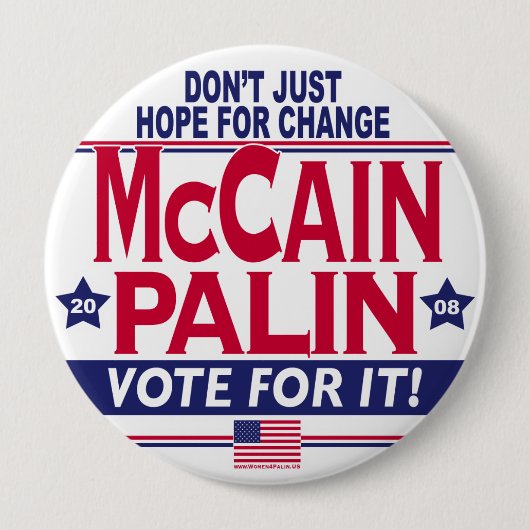 Badge Rond 10 Cm McCain Palin 2008 (Devant)