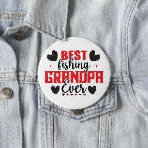 Badge Rond 10 Cm Meilleur Grand-père de pêche Jour des pères Pêcheu