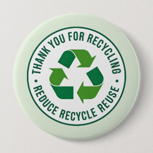 Badge Rond 10 Cm Merci pour le recyclage