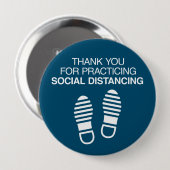 Badge Rond 10 Cm Merci Pour Pratiquer La Distance Sociale (Devant & derrière)