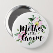 Badge Rond 10 Cm Mère du Mariage d'aquarelle rose Groom (Devant & derrière)