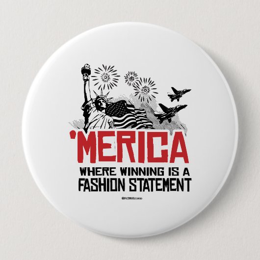 Badge Rond 10 Cm 'Merica - où la victoire est une déclaration de mo (Devant)