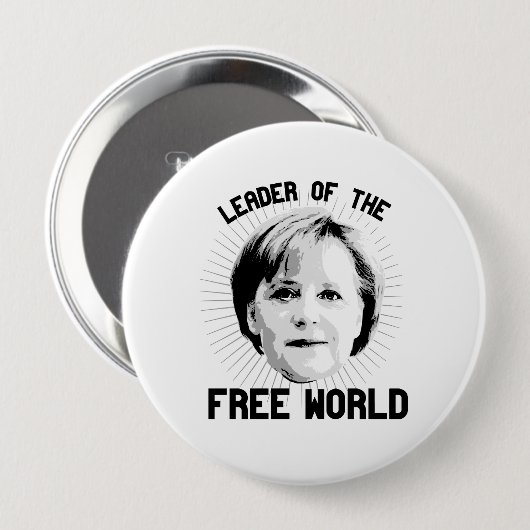 Badge Rond 10 Cm Merkel est le chef du monde libre - - - (Devant & derrière)