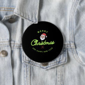 Badge Rond 10 Cm Merry Christmas and Happy New Year (En situation)