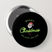 Badge Rond 10 Cm Merry Christmas and Happy New Year (Devant & derrière)