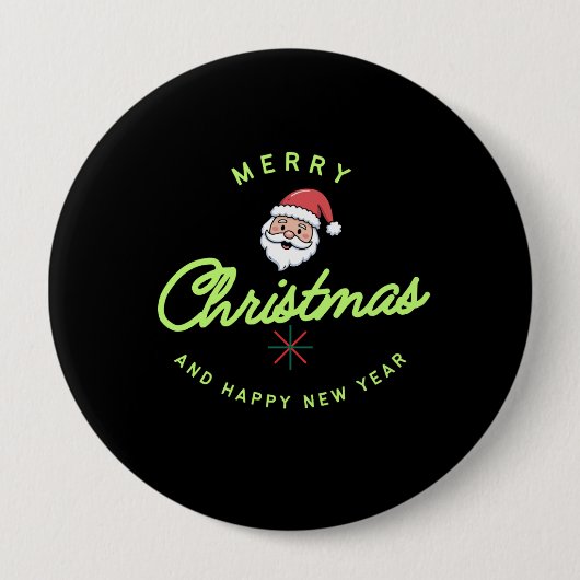 Badge Rond 10 Cm Merry Christmas and Happy New Year (Devant)