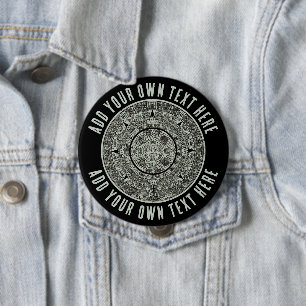 Badge Rond 10 Cm Mexicaine Aztec Sun Stone Maya Calendrier 1
