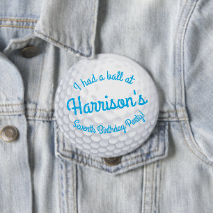 Badge Rond 10 Cm Mini Golf Balls Anniversaire Fête Enfants Bleu
