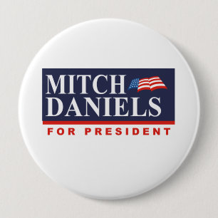 Badge Rond 10 Cm MITCH DANIELS POUR le PRÉSIDENT (bannière)