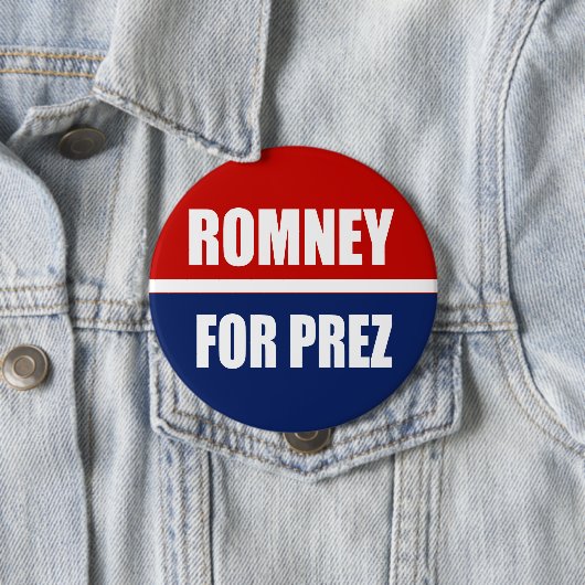 BADGE ROND 10 CM MITT ROMNEY 2012 (En situation)