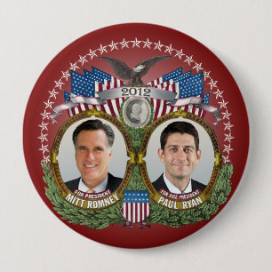 Badge Rond 10 Cm Mitt Romney Paul Ryan Photo