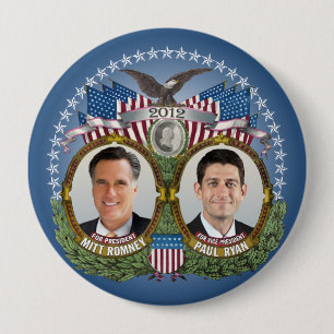 Badge Rond 10 Cm Mitt Romney Paul Ryan Photo