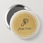 Badge Rond 10 Cm Modèle monogramme Elégante Parties scintillant d'o (Devant & derrière)