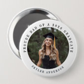 Badge Rond 10 Cm Modern Script Proud Dad Senior Photo Graduation  (Devant & derrière)